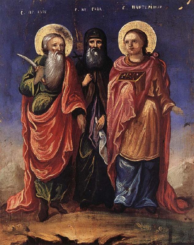 Nicolae Grigorescu Saints llie,Sava and Pantelimon oil painting picture